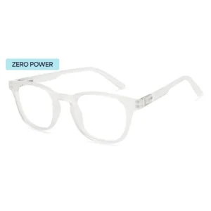 Blue Block Zero Power Screen Glasses : Frost Full Rim Square Lenskart Hustlr LB E14058-W Size : Medium