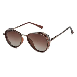 Vincent Chase Polarized Light Brown Full Rim Aviator Size : Wide