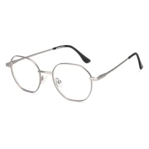 Lenskart BLU Screen Glasses Blue Block Zero Power Screen Glasses : Silver Full Rim Geometric Lenskart Blu LB E17869 Size : Extra Narrow